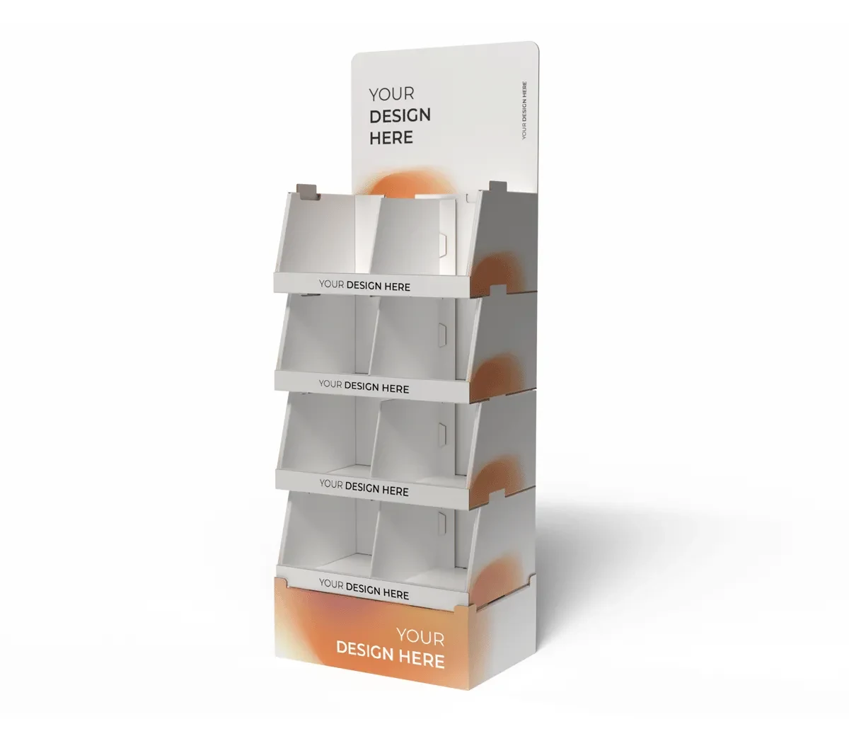 Cardboard shelf displays — Product photograph · Example style